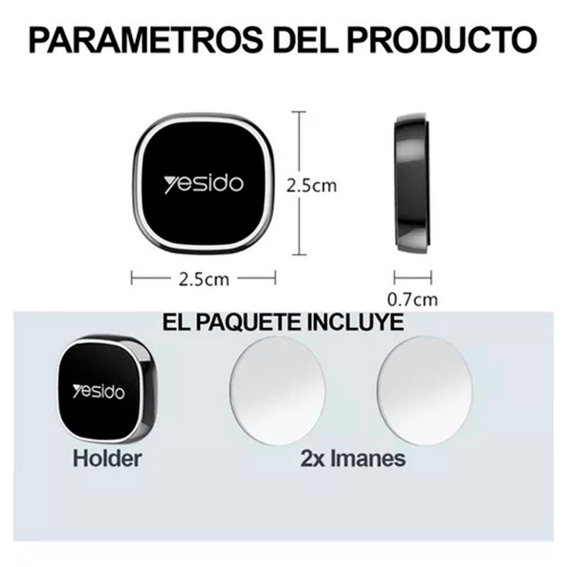 YESIDO - Soporte Holder Porta Celular Magnetico Para Auto Yesido C81 Negro