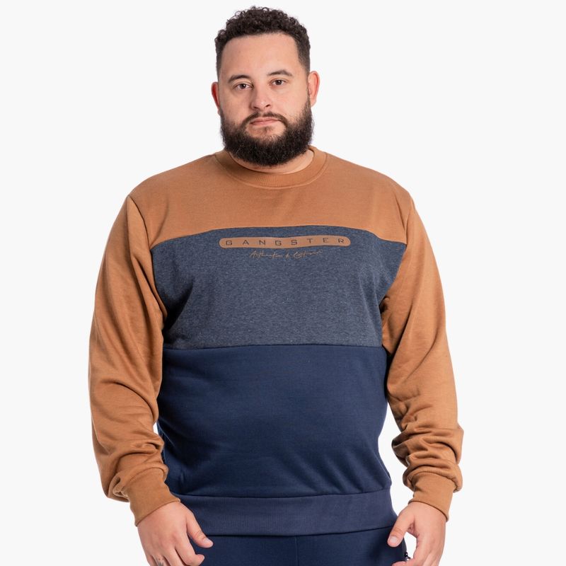 GANGSTER - Plus Poleron Crew Delgado Front Logo Mostaza Gangster