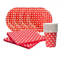 Pasteleria - 40 Vajilla Cumpleaños Vaso Servilleta Plato Desechables Rojo 18cm