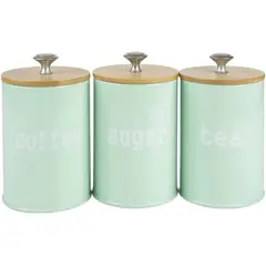 WAKESHOME - Set de 3 Recipientes de Cocina Vintage para Café Té y Azúcar