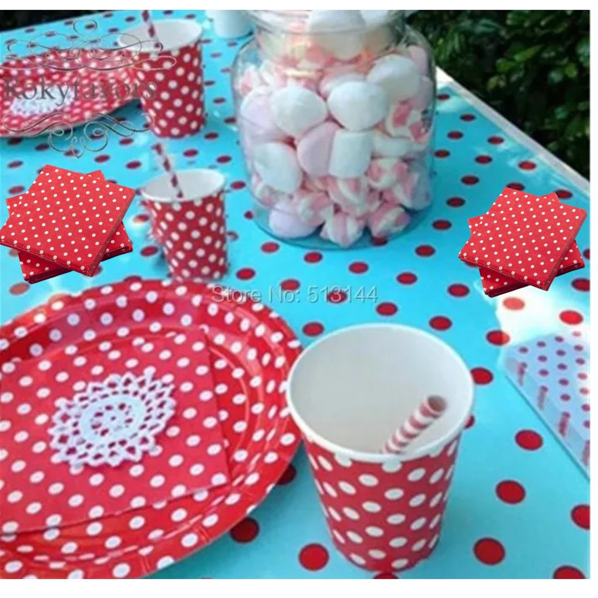 PASTELERIUS - 20 Servilletas Decoracion De Cumpleaños Servilleta Rojo/lunares