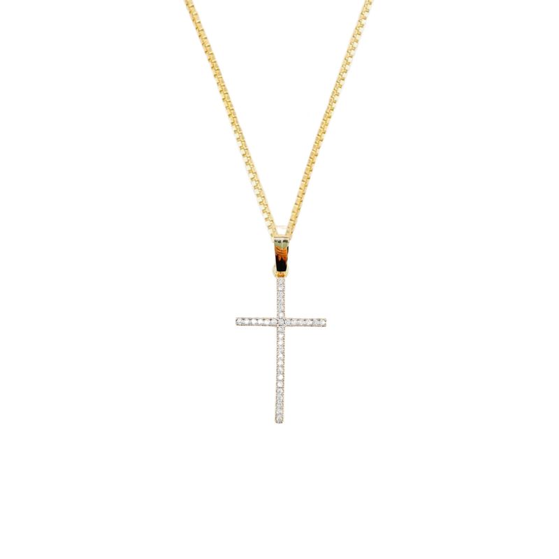 JOYAS MONTERO - Collar Cruz Microcircon Baño de Oro 24k
