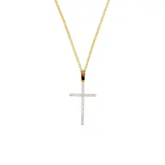 JOYAS MONTERO - Collar Cruz Microcircon Baño de Oro 24k