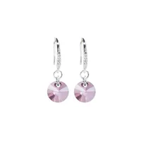 Aros Sofia Baño Oro Blanco creado cristales de Swarovski® Antique Pink