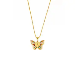 JOYAS MONTERO - Collar Mariposa Microcircon Baño de oro 24k