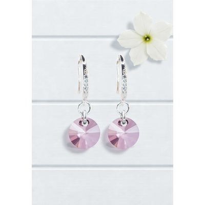 Imagen 2 del producto Aros Sofia Baño Oro Blanco creado cristales de Swarovski® Antique Pink