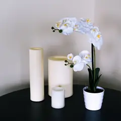 VADELL - Orquídea blanca 51 cm en macetero redondo Home