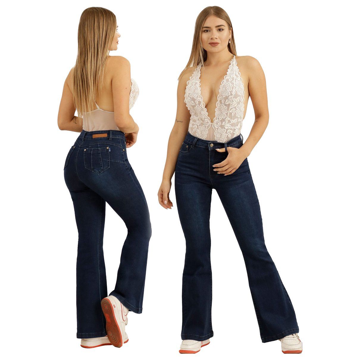 AGW - Jeans Flare Push Up Acampanado Levanta Cola Corte Colombiano Escultor