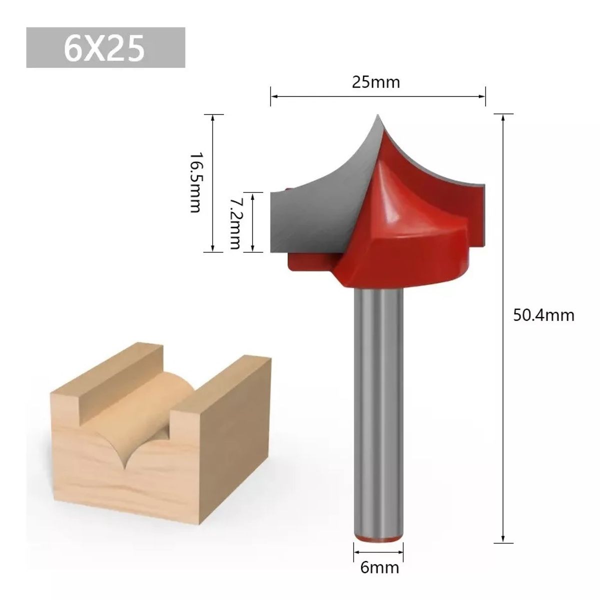 GENERICO - Fresa Madera Doble Perfilado Curvo Vástago 6mm 6x25mm 1pcs