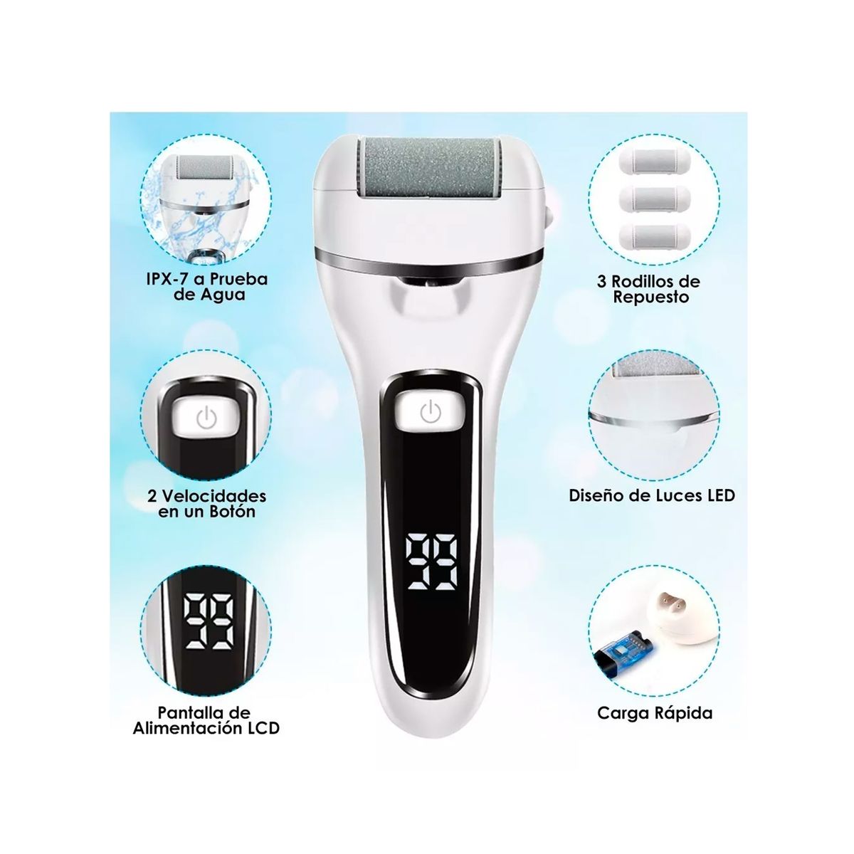 GENERICO - Removedor Quita Callos Para Pie Recargable