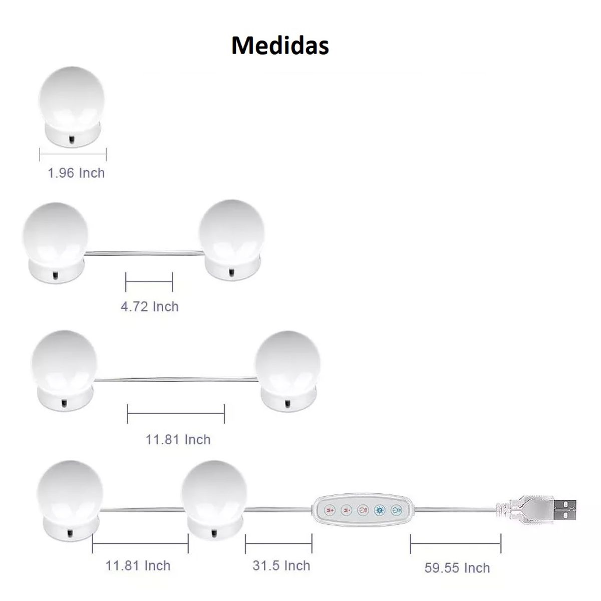 GENERICO - Ampolletas Para Espejo Maquillaje Decoración 10 unidades