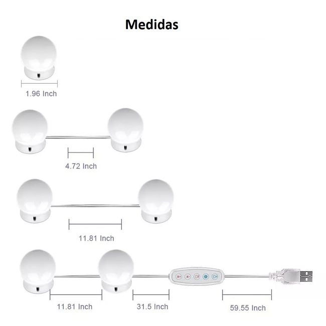 GENERICO - Ampolletas Para Espejo Maquillaje Decoración 10 unidades