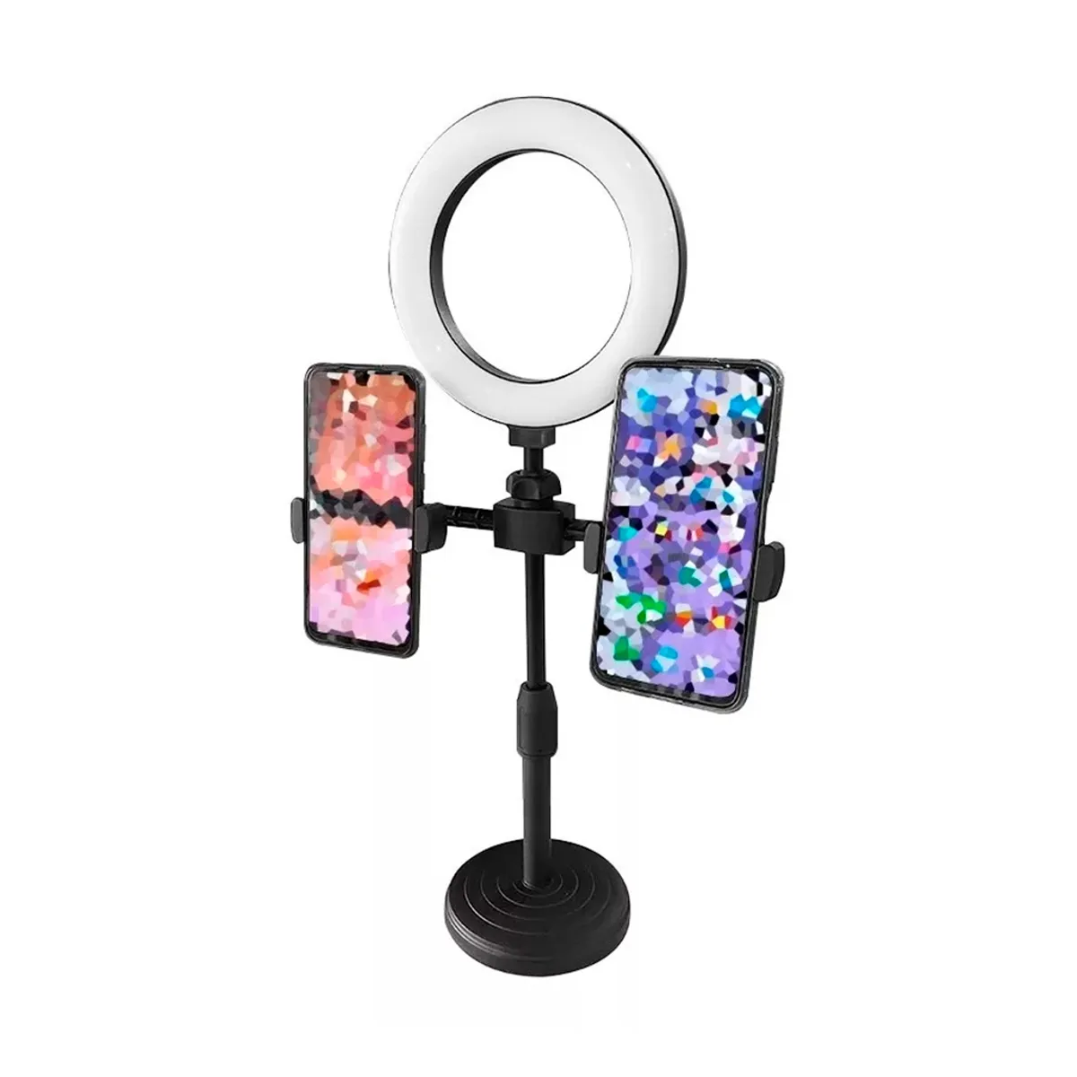 GENERICO - Aro De Luz 16cm + 2 Porta Telefono Negro