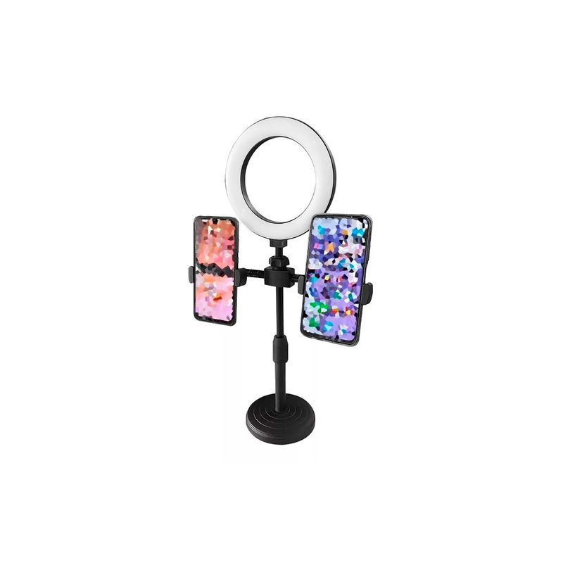 GENERICO - Aro De Luz 16cm + 2 Porta Telefono Negro