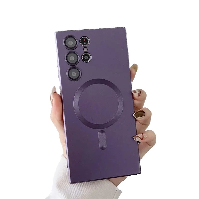 GENERICO - Carcasa Magsafe para Samsung S23 Ultra Purpura Metalizada
