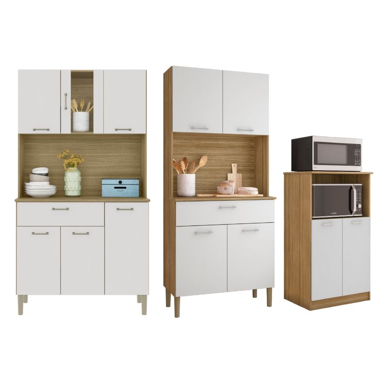 ROCH LTDA - Combo Cocina Kira  Kit Cocina Cris  Mueble Microondas Freijo