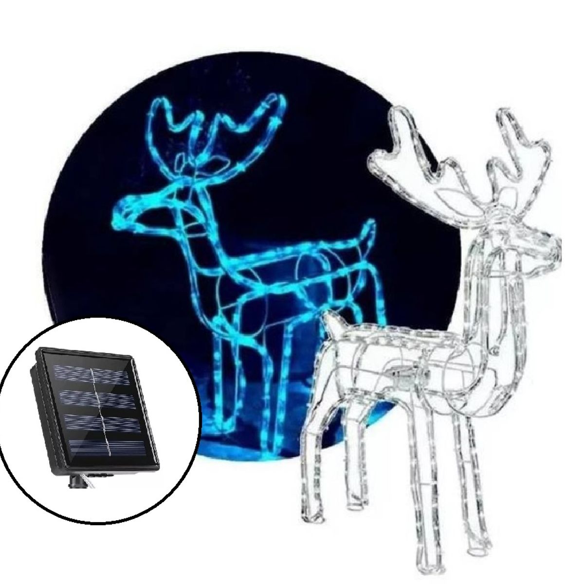 GENERICO - Reno Navideño Luz Led Solar Decorativo 120cm Azul