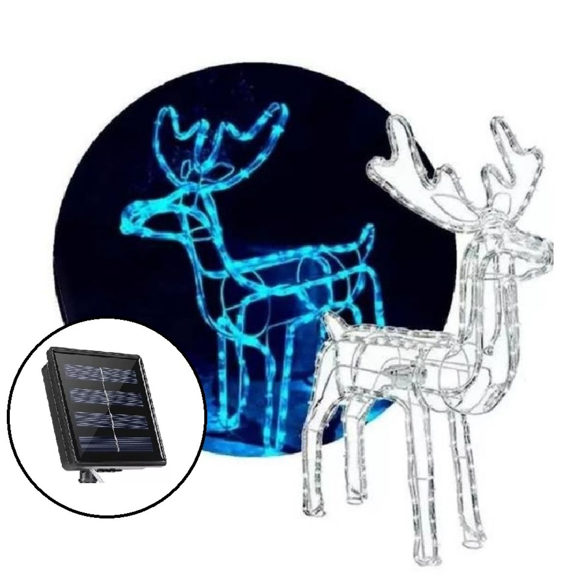 GENERICO - Reno Navideño Luz Led Solar Decorativo 120cm Azul