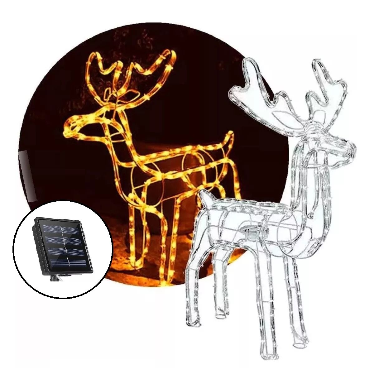 GENERICO - Reno Navideño Luz Led Solar Decorativo 120cm luz Calida
