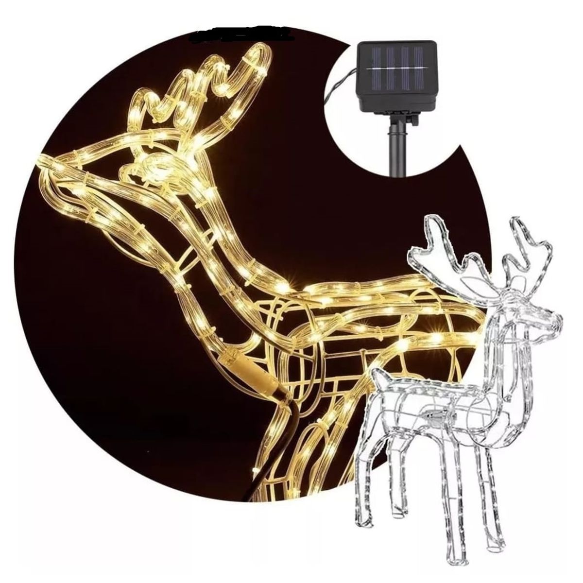 GENERICO - Reno Navideño Luz Led Solar Decorativo 120cm luz Calida