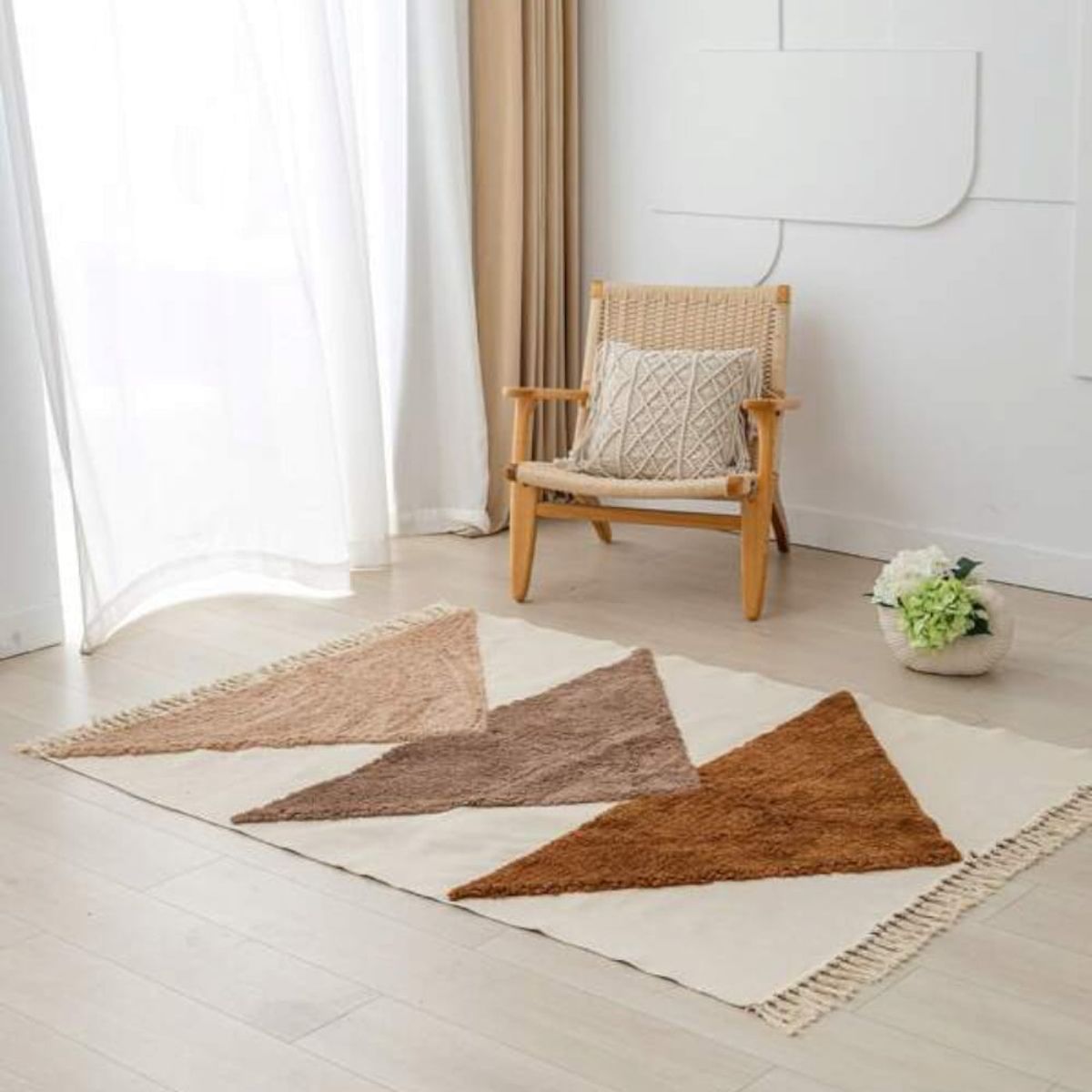 GENERICO - Alfombra Estilo Nórdico Bohemio Con Flecos 120x180 cm.