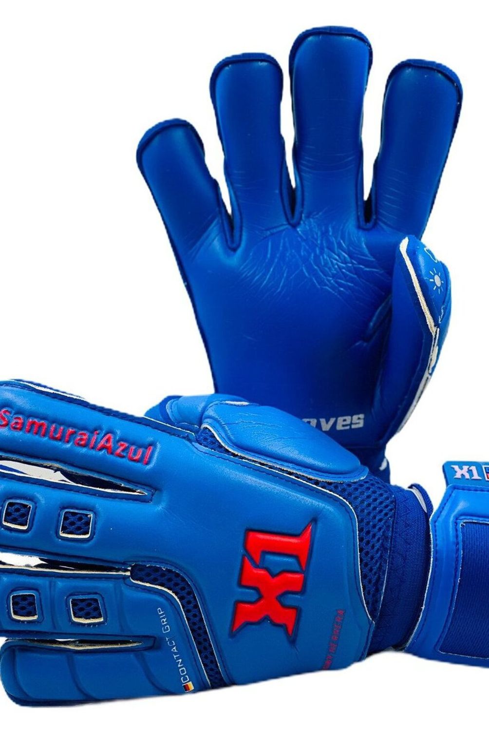 X1 GLOVES - Guantes de Futbol X1 Samurai Azul Pro