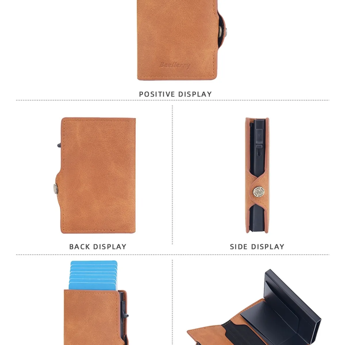 BAELLERRY - Billetera Tarjetero Rfid Compacta Cuero Pu  Baellerry