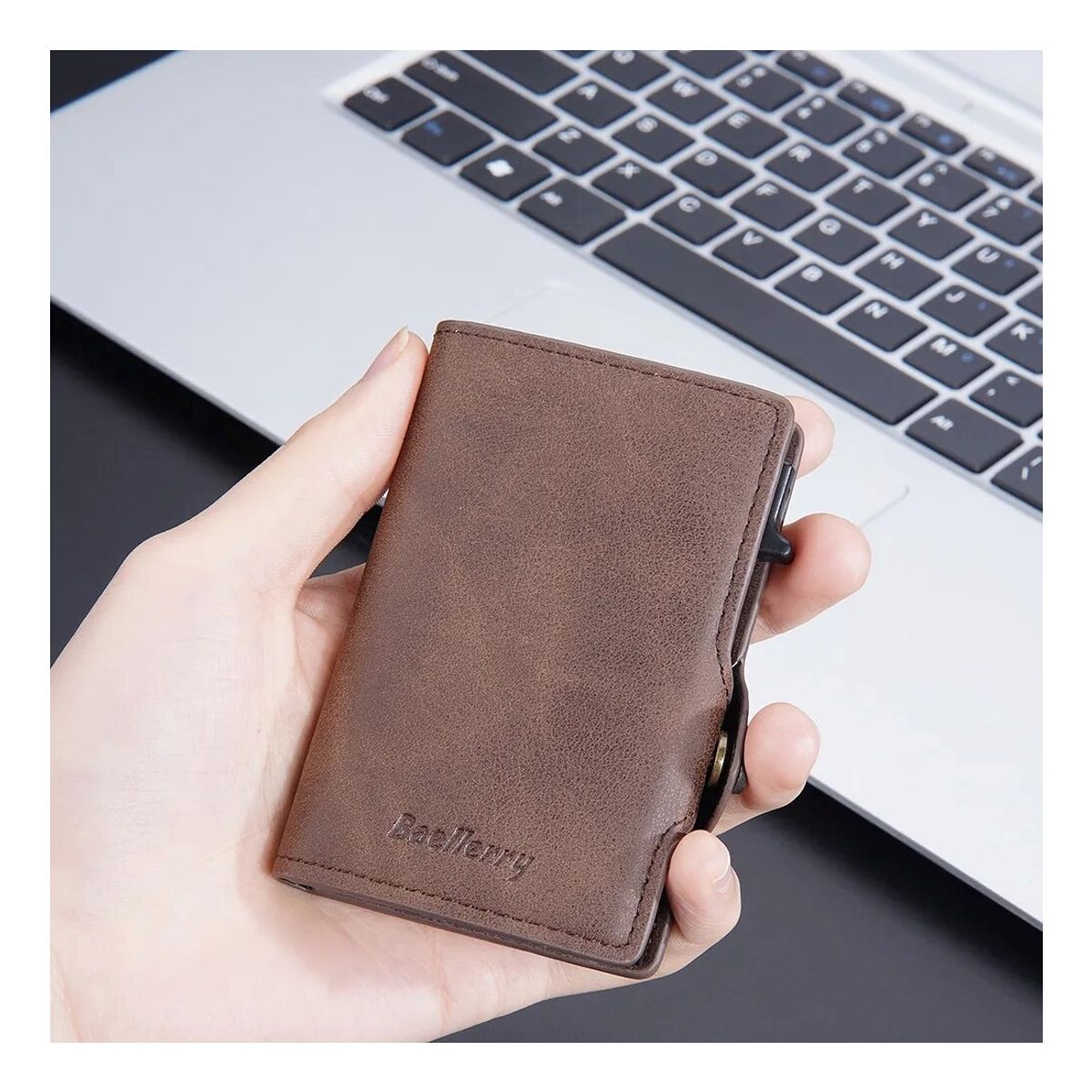 BAELLERRY - Billetera Tarjetero Rfid Compacta Cuero Pu  Baellerry
