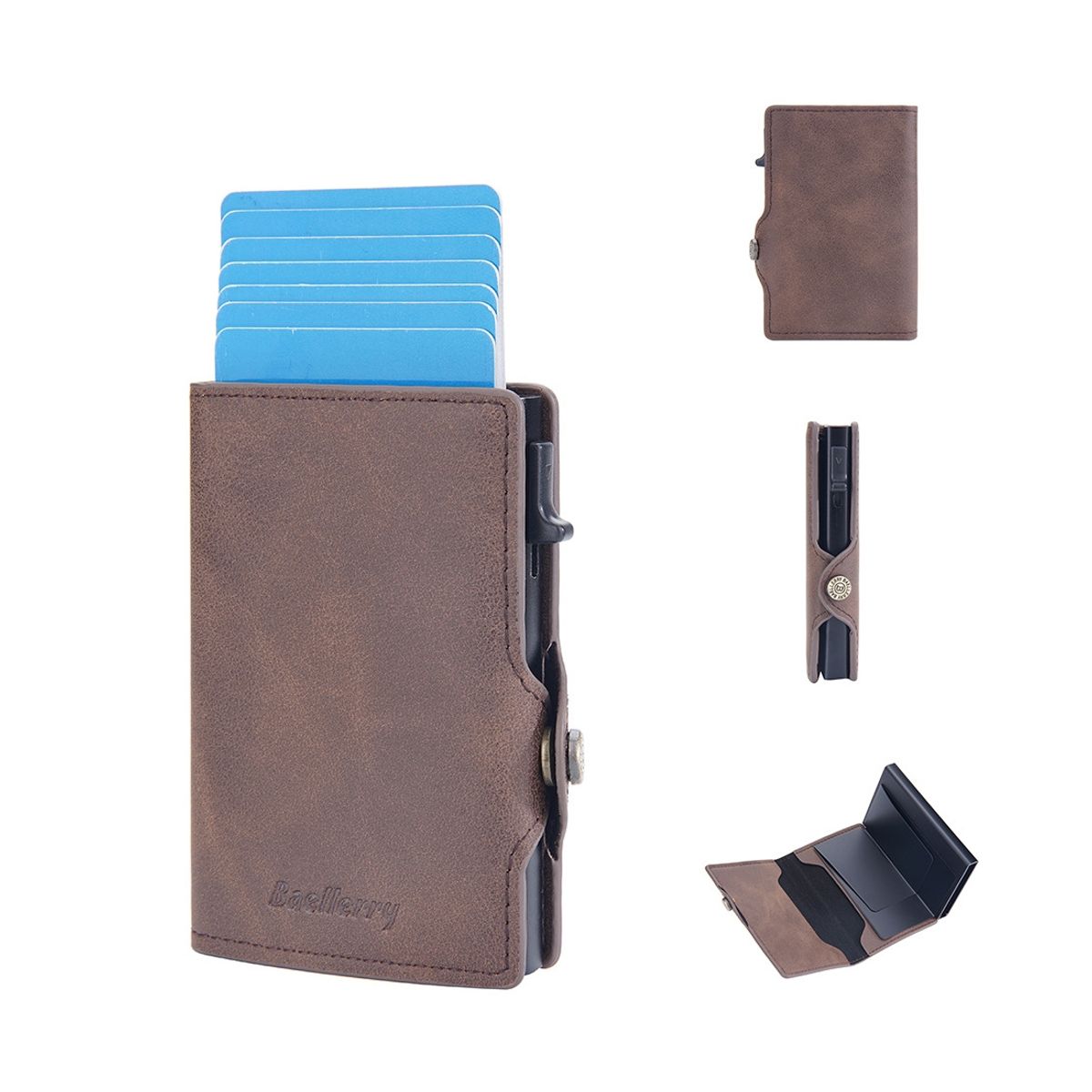 BAELLERRY - Billetera Tarjetero Rfid Compacta Cuero Pu  Baellerry