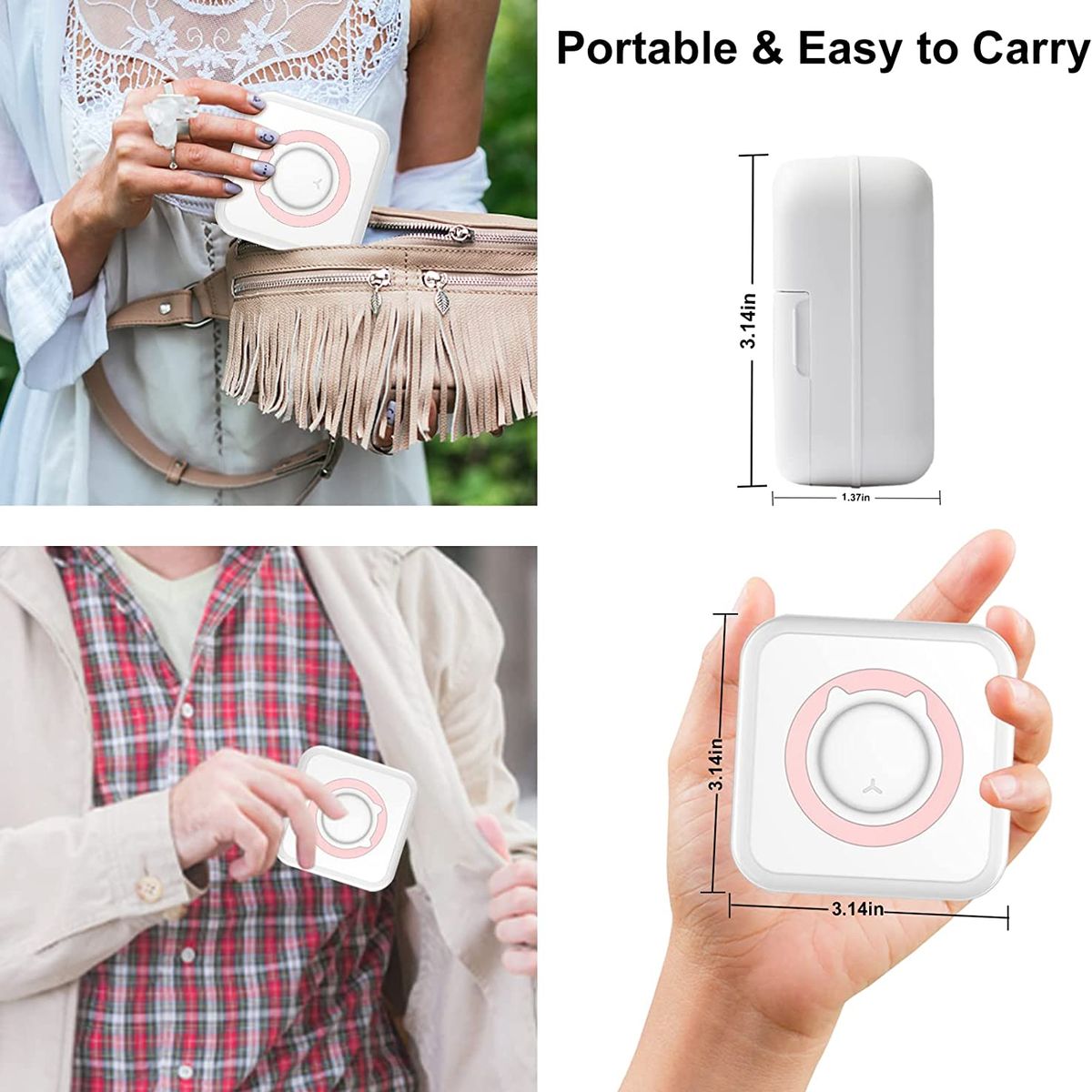 BLUEDREAMER - Mini Impresora Térmica Portátil Bluetooth Con 13 Rollos De Accesorios