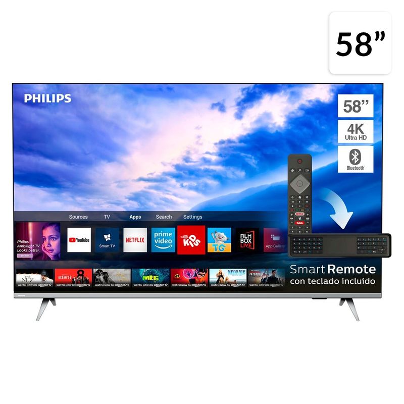 PHILIPS - Led 58 Philips Smart Tv 4K sin Bordes 58Pud6654
