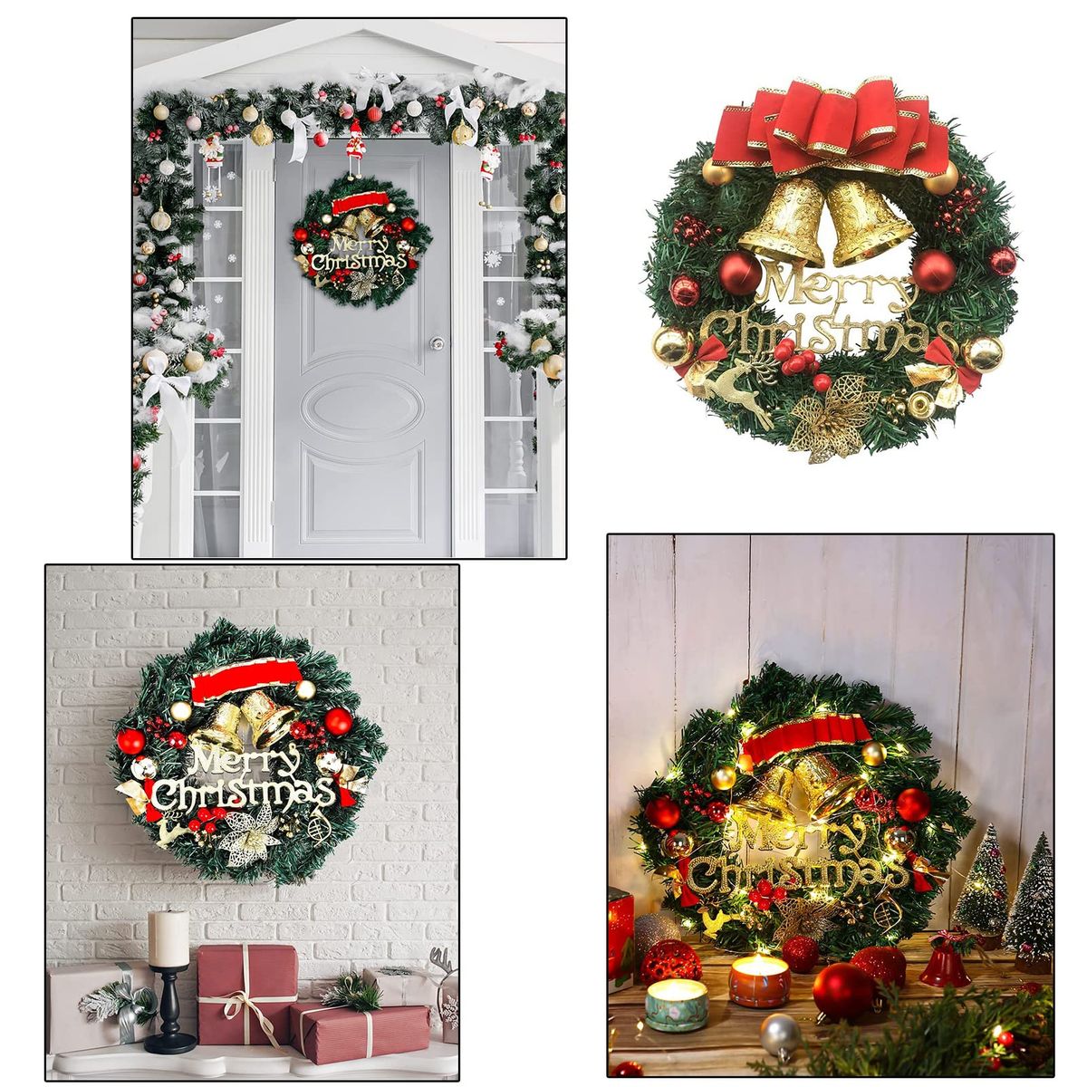 EVERSO - Corona De Navidad 30 cm Puerta Delantera Interior O Exterior
