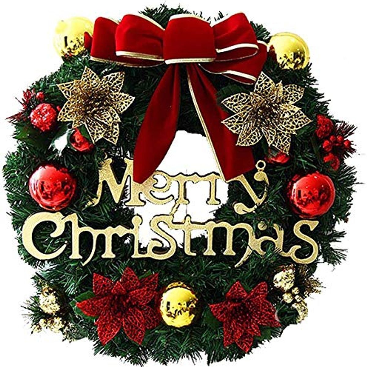 EVERSO - Corona De Navidad 30 cm Puerta Delantera Interior O Exterior