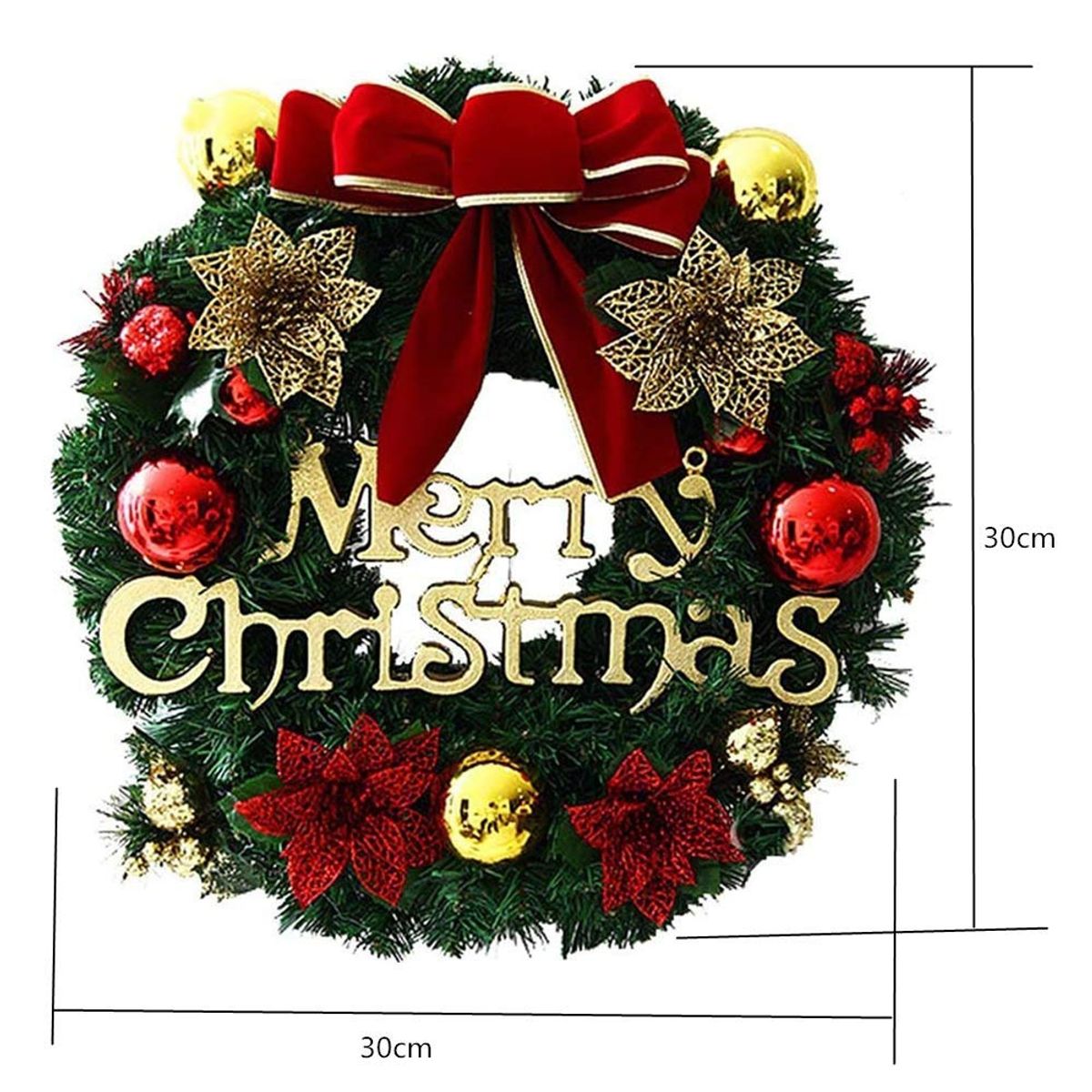 EVERSO - Corona De Navidad 30 cm Puerta Delantera Interior O Exterior