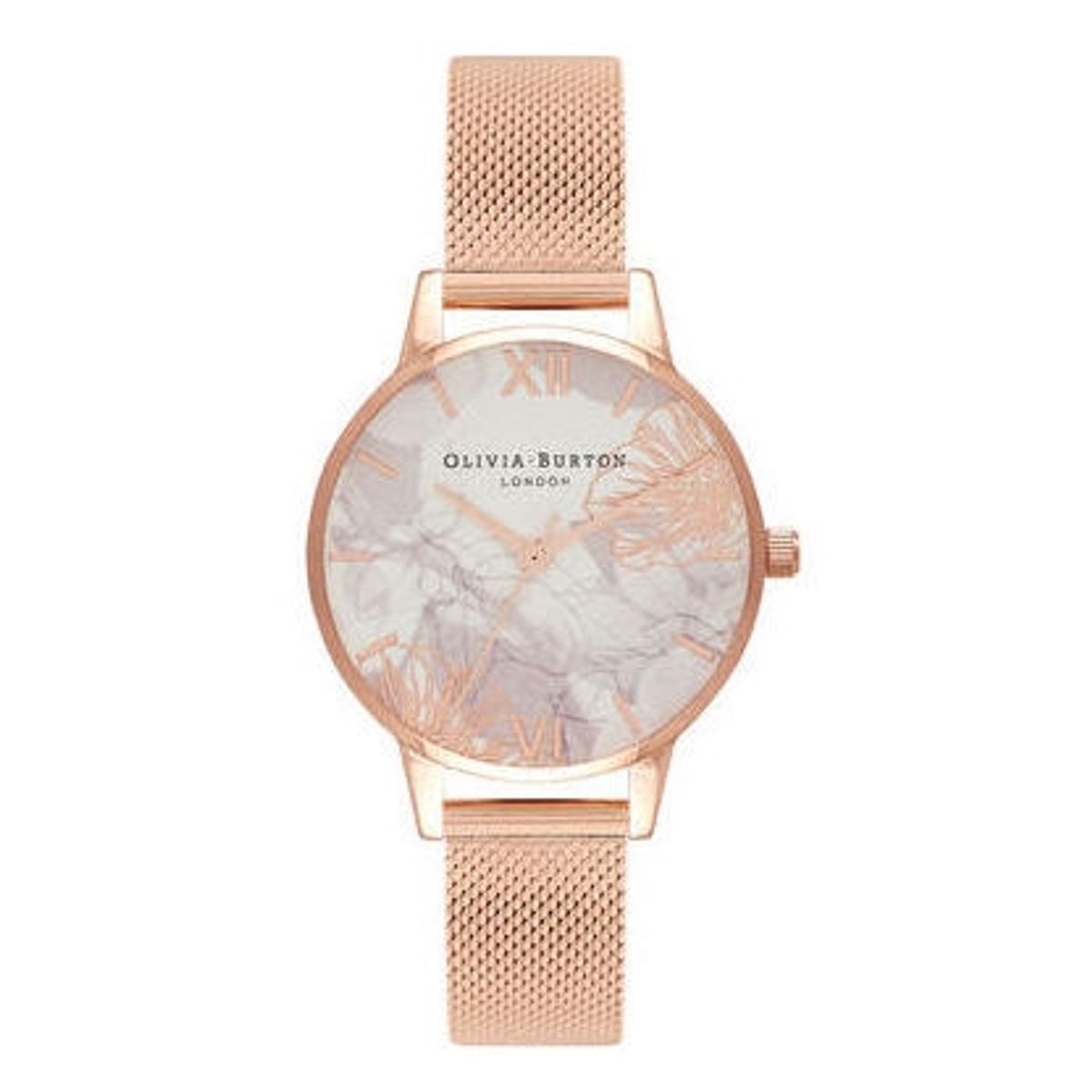 OLIVIA BURTON - Reloj Abstract Floral Malla Oro Rosado