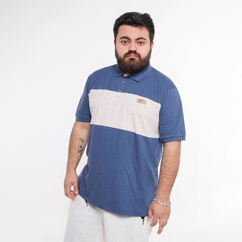 GANGSTER - Plus Polera Cuello Destroy Azul Gangster
