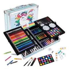 U BUY - Set Pintar Lapices Colores Arte+Maletaxl 145pcsAZULUNICORNO