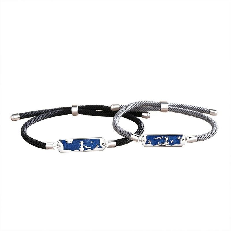 GENERICO - Pulsera Parejas Plata Fina 925 El Principito Zorro Amor Par