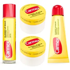 CARMEX - Mix de 4 Bálsamo Labial originales: 2 pote, 1 stick y 1 tubo.