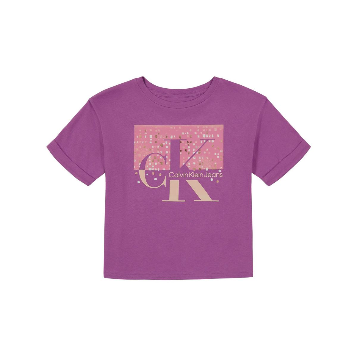 CALVIN KLEIN - Polera Sparkle Monogram Morado Calvin Klein