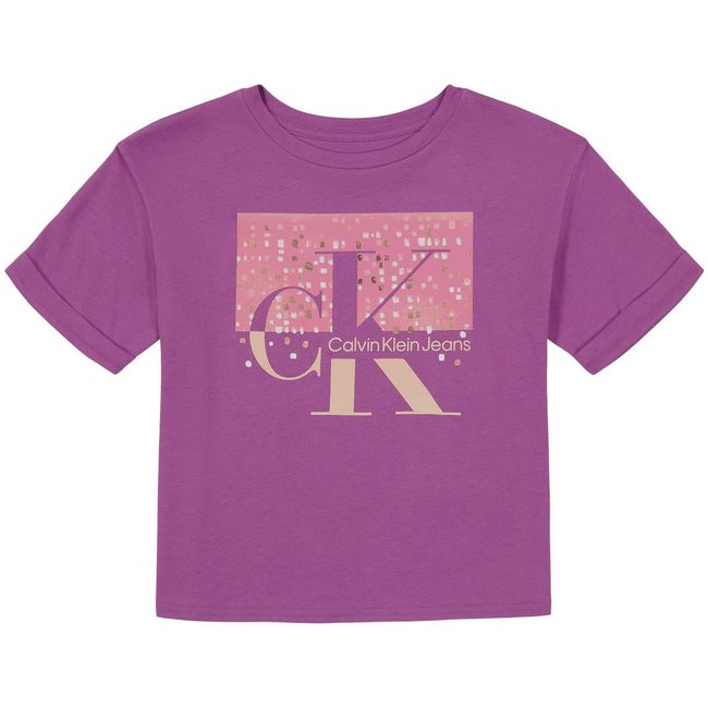 CALVIN KLEIN - Polera Sparkle Monogram Morado Calvin Klein
