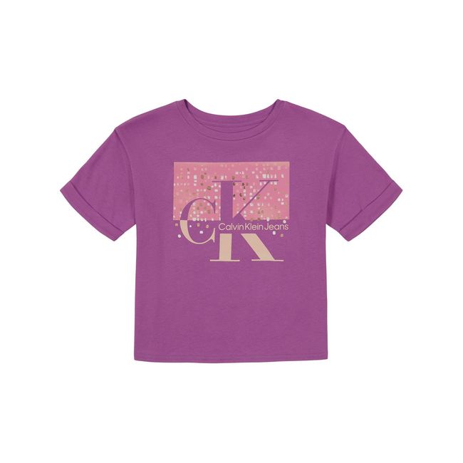 CALVIN KLEIN - Polera Sparkle Monogram Morado Calvin Klein