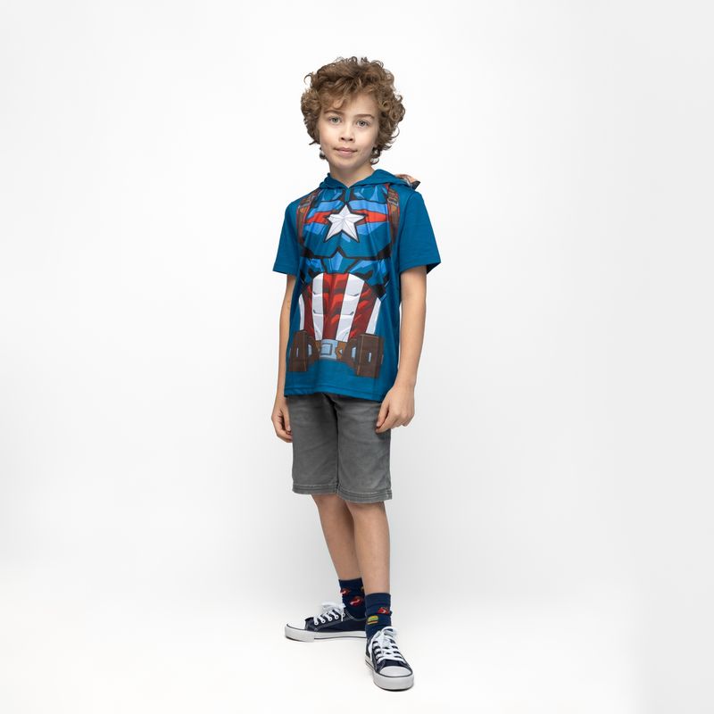 MARVEL - Polera Niño Disfraz Capitan America Azul Marvel