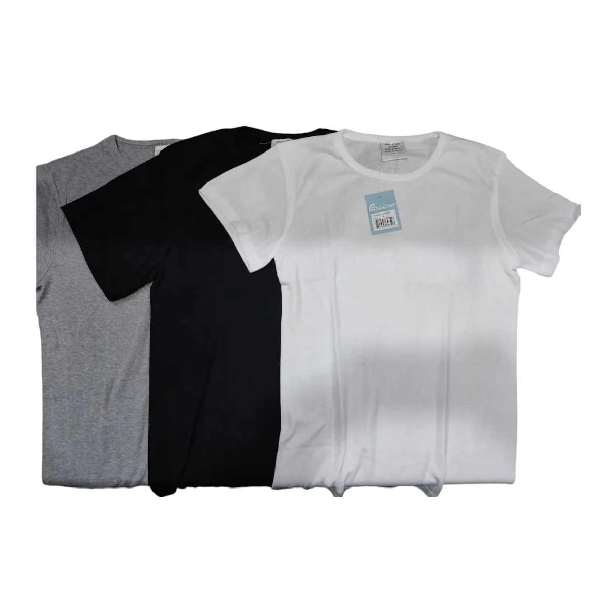 AGW - Pack 3 Camisetas 100% Algodón Hombre (blancas,gris,negras)