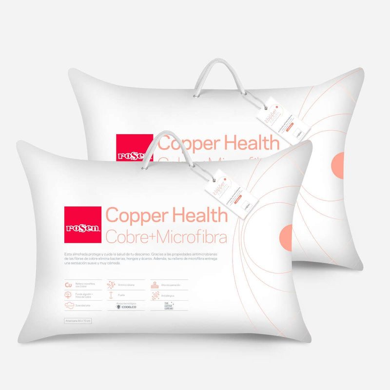 ROSEN - Set 2 Almohada Microfibra Copper Health 50x70 cm Americana