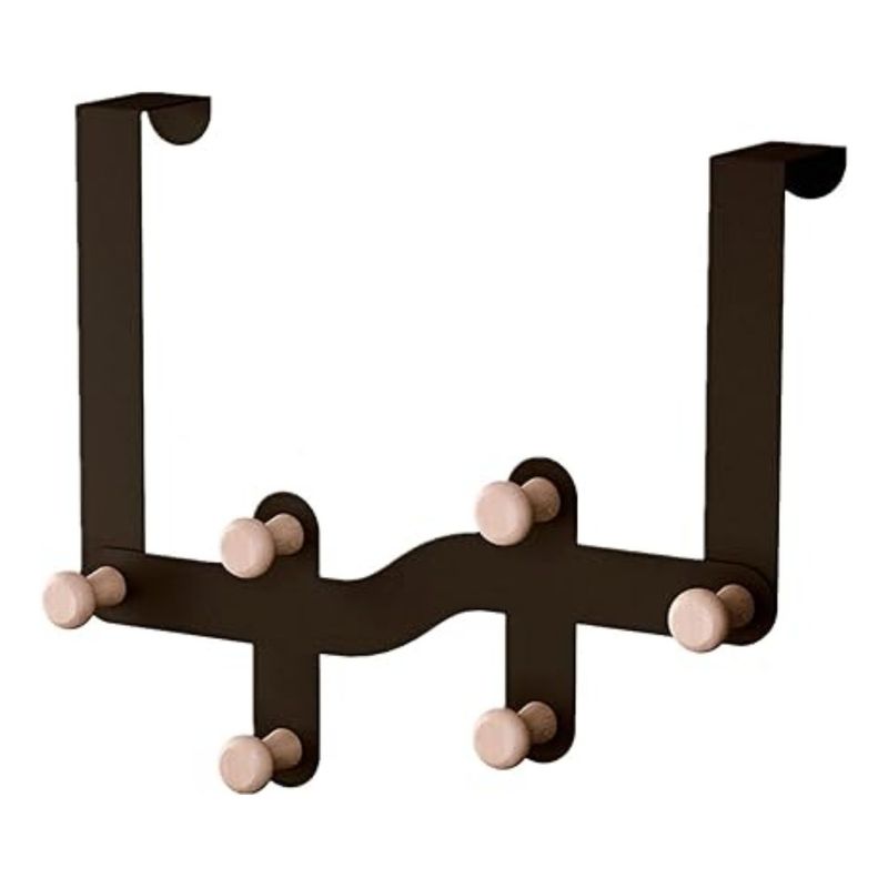 SANTU HOME & DECO - Perchero para Puerta 6 Ganchos Negro
