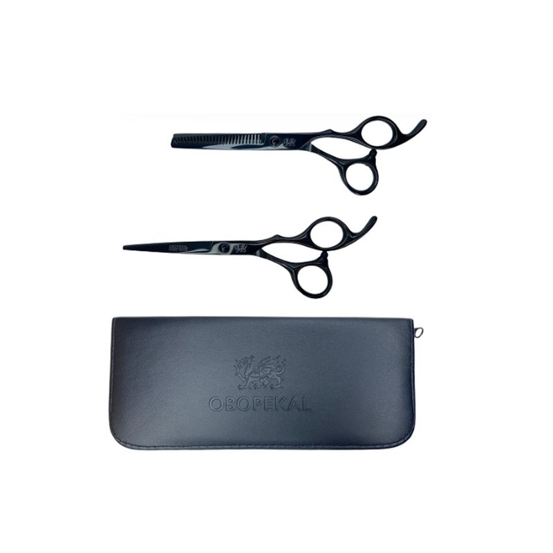 GENERICO - Set Tijeras de Corte Filo Navaja 5.5 + Esculpidora 5.5 Negras