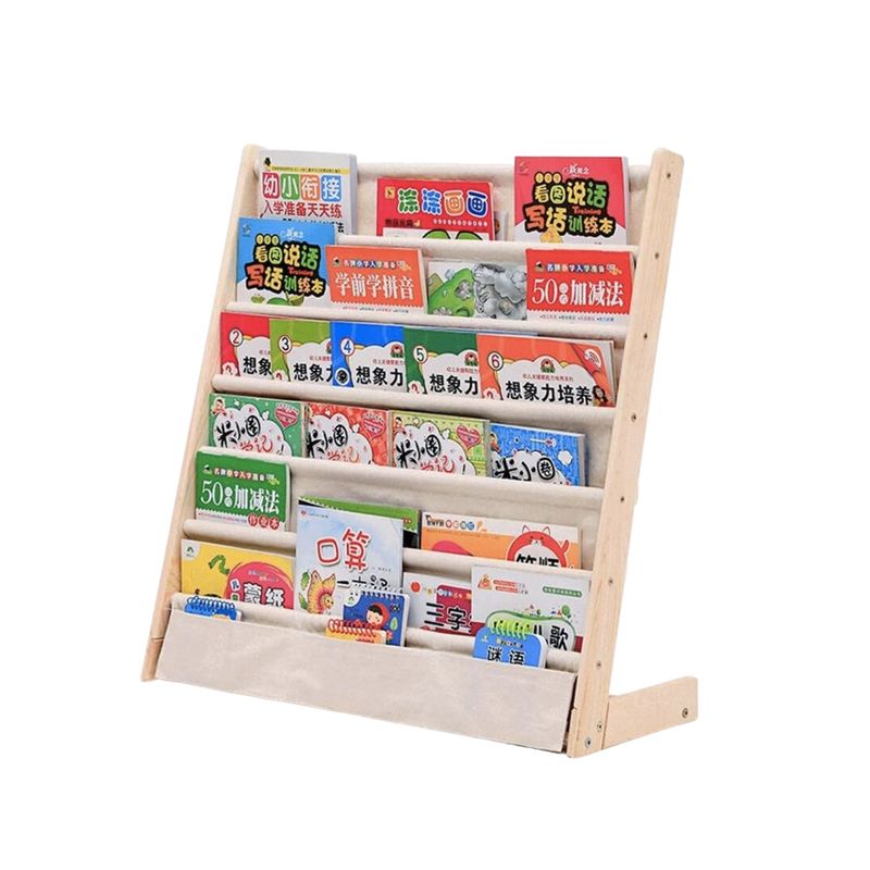 SANTU HOME & DECO - Organizador Libros Librero Estante Madera y Tela Lavable Blanco