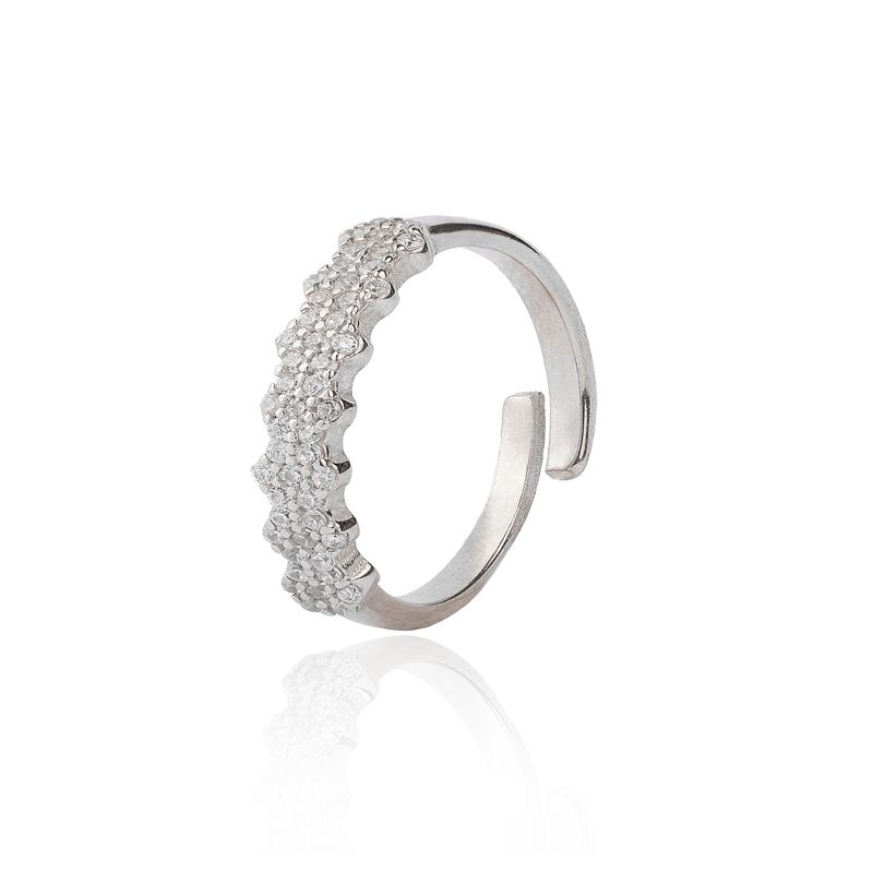 JB JOYAS BARON - Anillo de Plata Esterlina 925 Cintillo Flores Circon