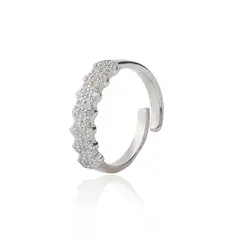 JB JOYAS BARON - Anillo de Plata Esterlina 925 Cintillo Flores Circon